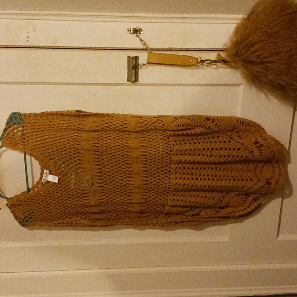 Crochet shaw, and furry bag bundle. Shaw is size Large